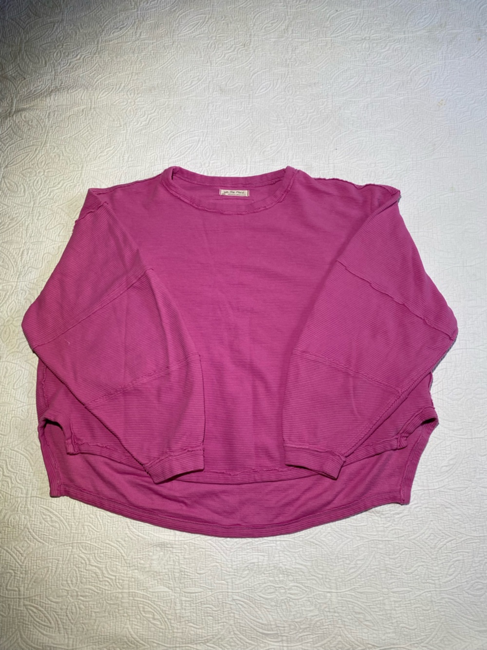 We The Free Cropped Boxy Sweatshirt in Magenta Pink
